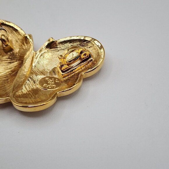 Vintage KJL For Avon Faux Pearl, Enamel Butterfly Necklace - Picture 8 of 12